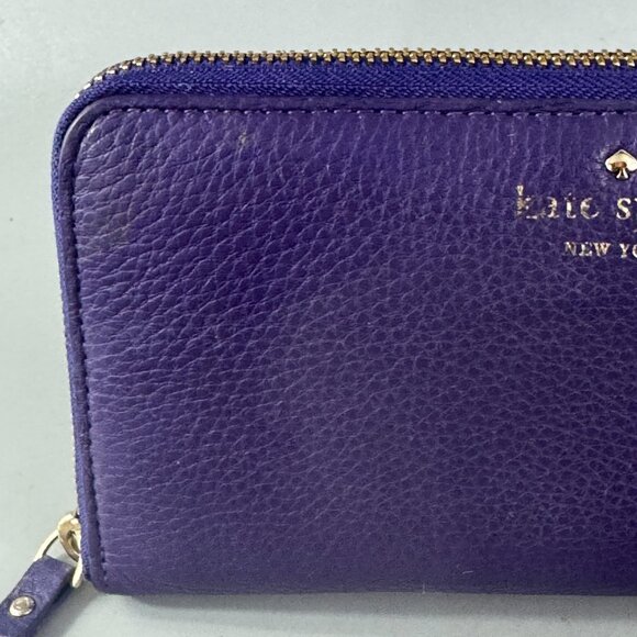 Kate Spade Lacey Cobble Hill Dark Violet Leather Zip Clutch Wallet (Ret$198) - Picture 2 of 15